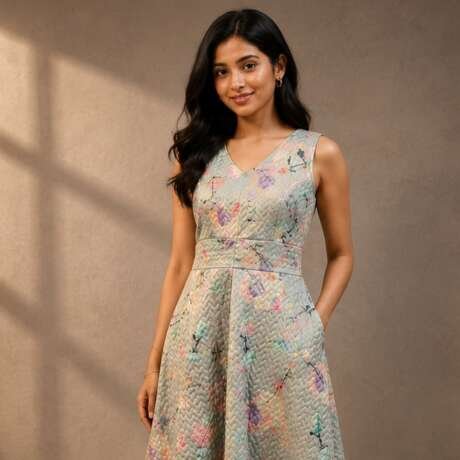 Long grey Dress with florals